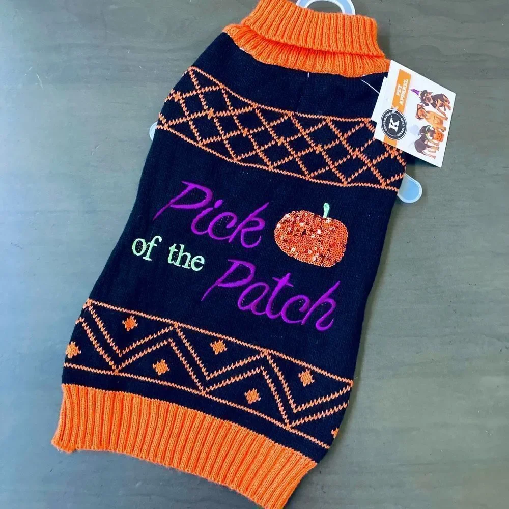 Halloween Pumpkin Dog Pick of the Patch Fall Pet Sweater